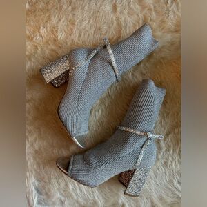 MIU MIU GLITTER SOCK PUMPS